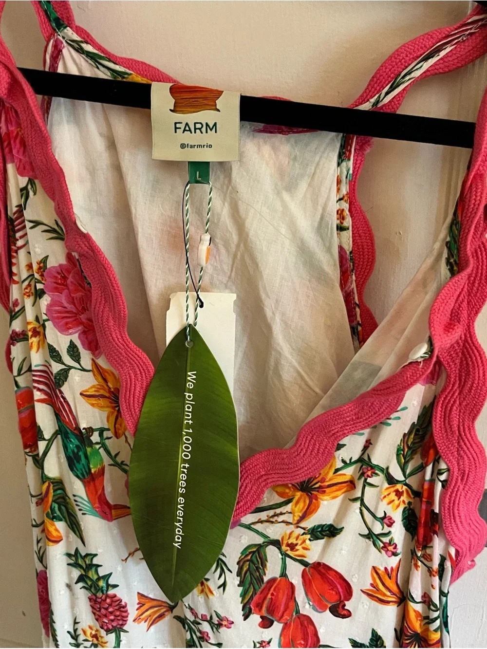 FARM Rio White Maxi Dress with Pink Straps and Multicolor Floral Print - Picture 4 of 16